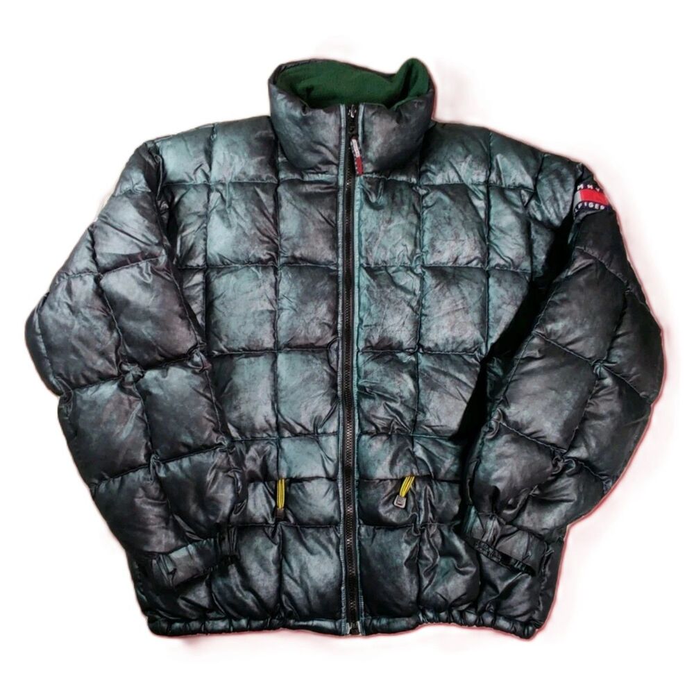 Tommy Hilfiger Outdoors Expedition Vintage Duck Down Puffer Jacket Coat XL Green